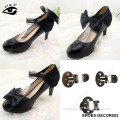 Black Clip-On Flower Bowknot and Lace Charm for Shoe Decoration Ornament with Metal Clip Shoe Accessories